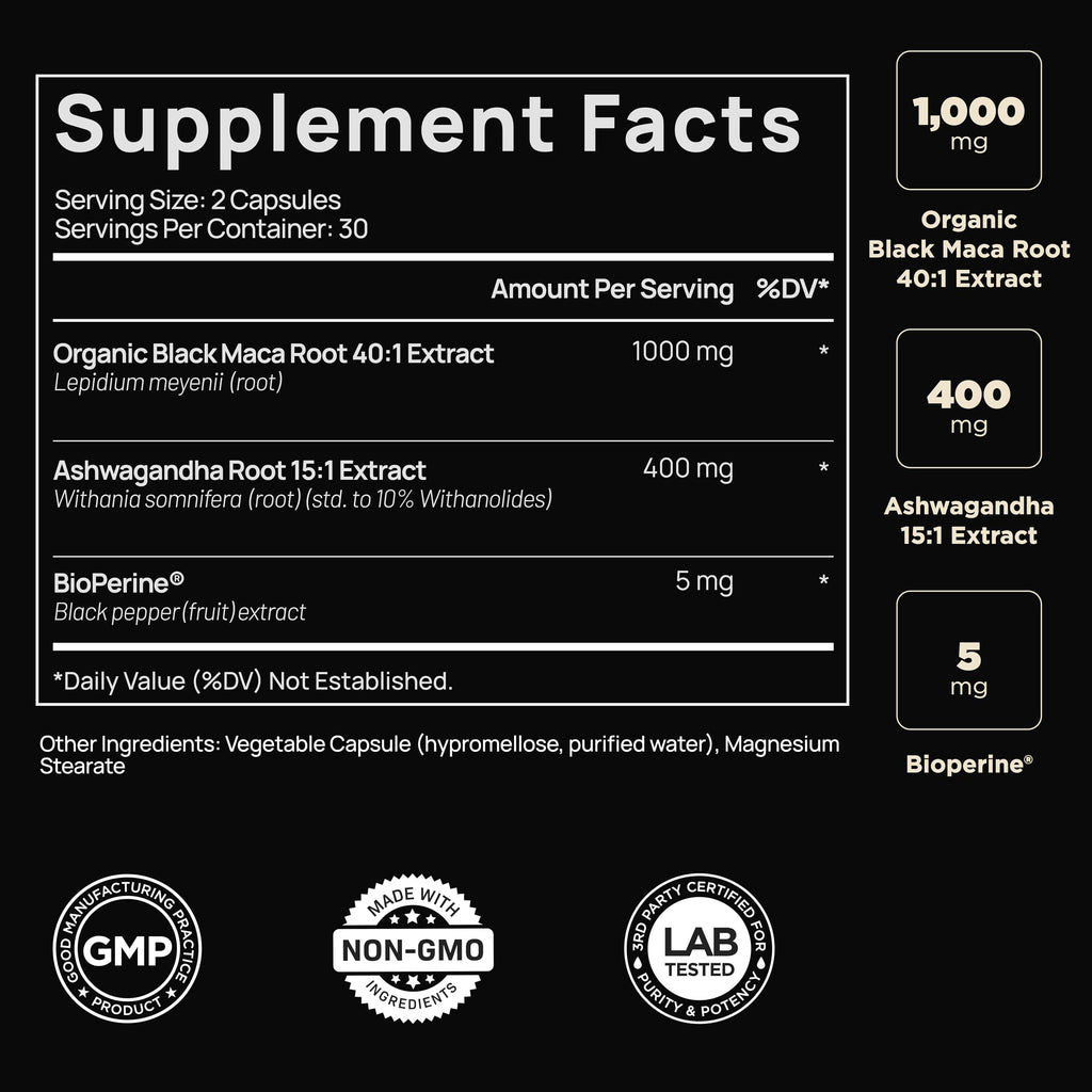 Organic Black Maca Root with Ashwagandha B827