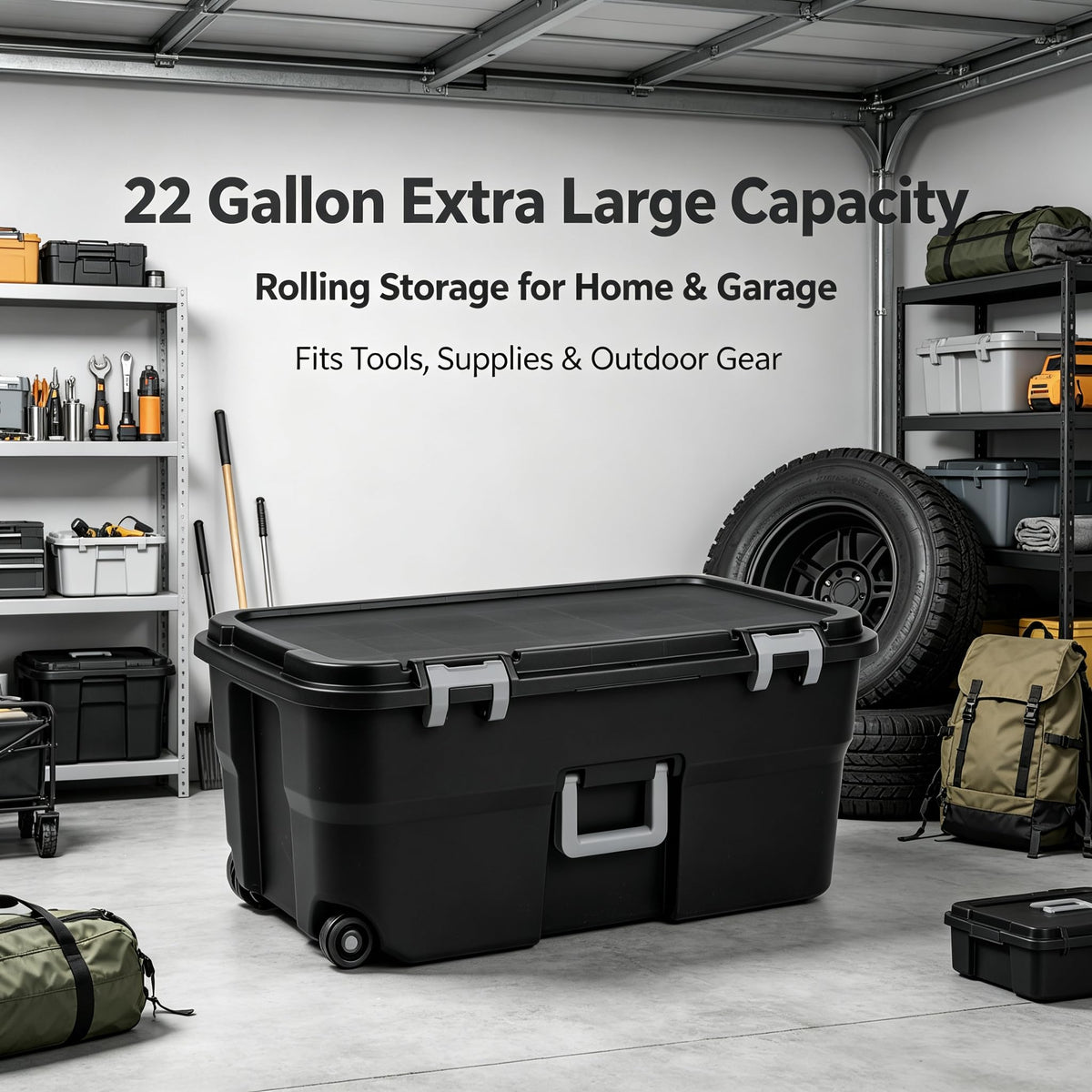 22 Gallon Wheeled Plastic Footlocker K7122