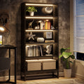 Black 70.8” 5-Tier Bookcase with LED Lights X2333