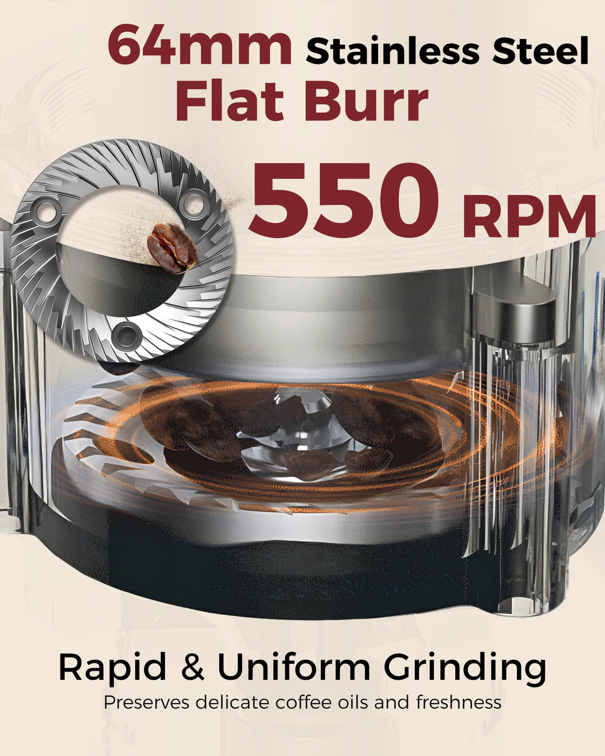 64mm Flat Burr Coffee Grinder I20722