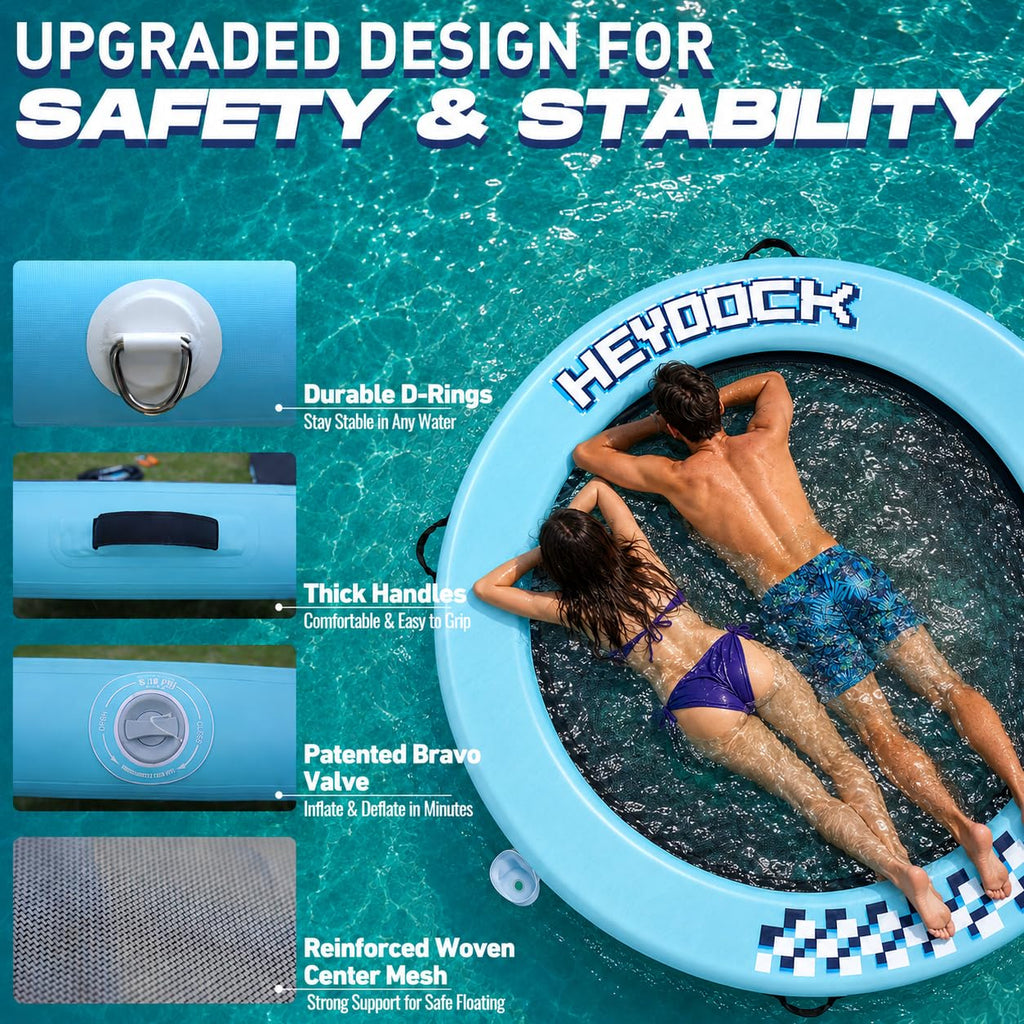Inflatable Floating Ring Dock with Mesh, 8 FT X1280