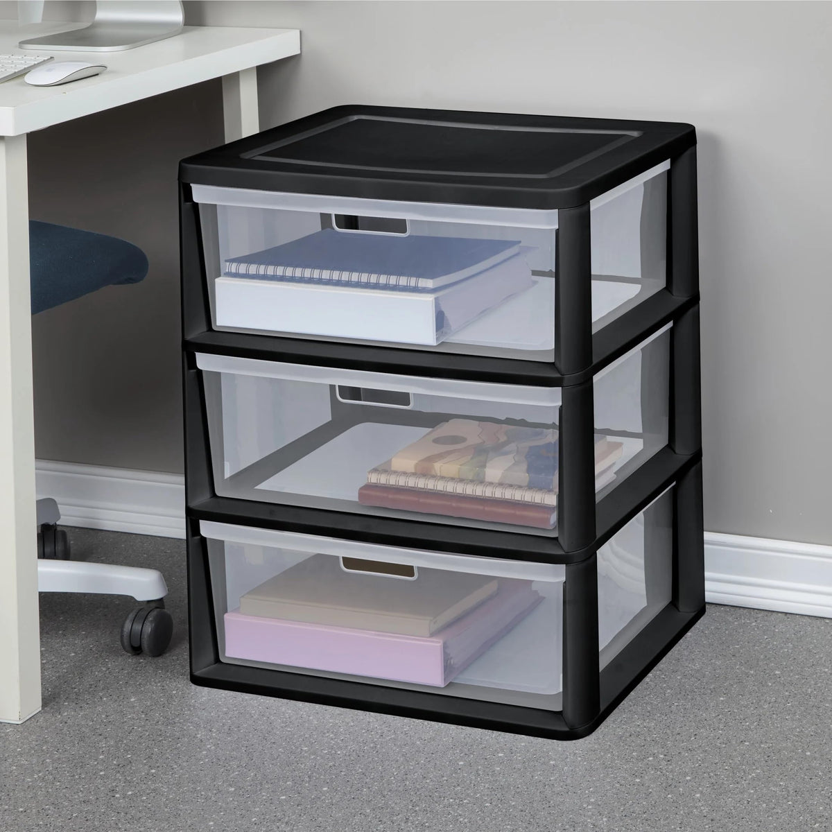Black 3 Drawer Plastic Storage Cart P7316