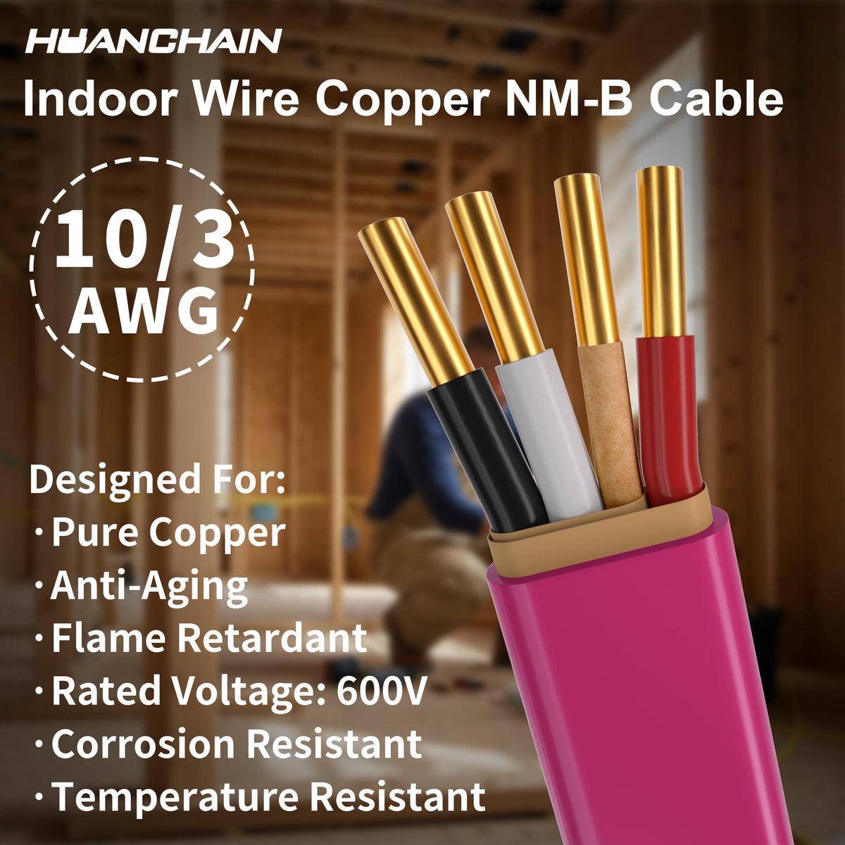 Pink 100FT Non-Metallic Sheathed Cable A612028