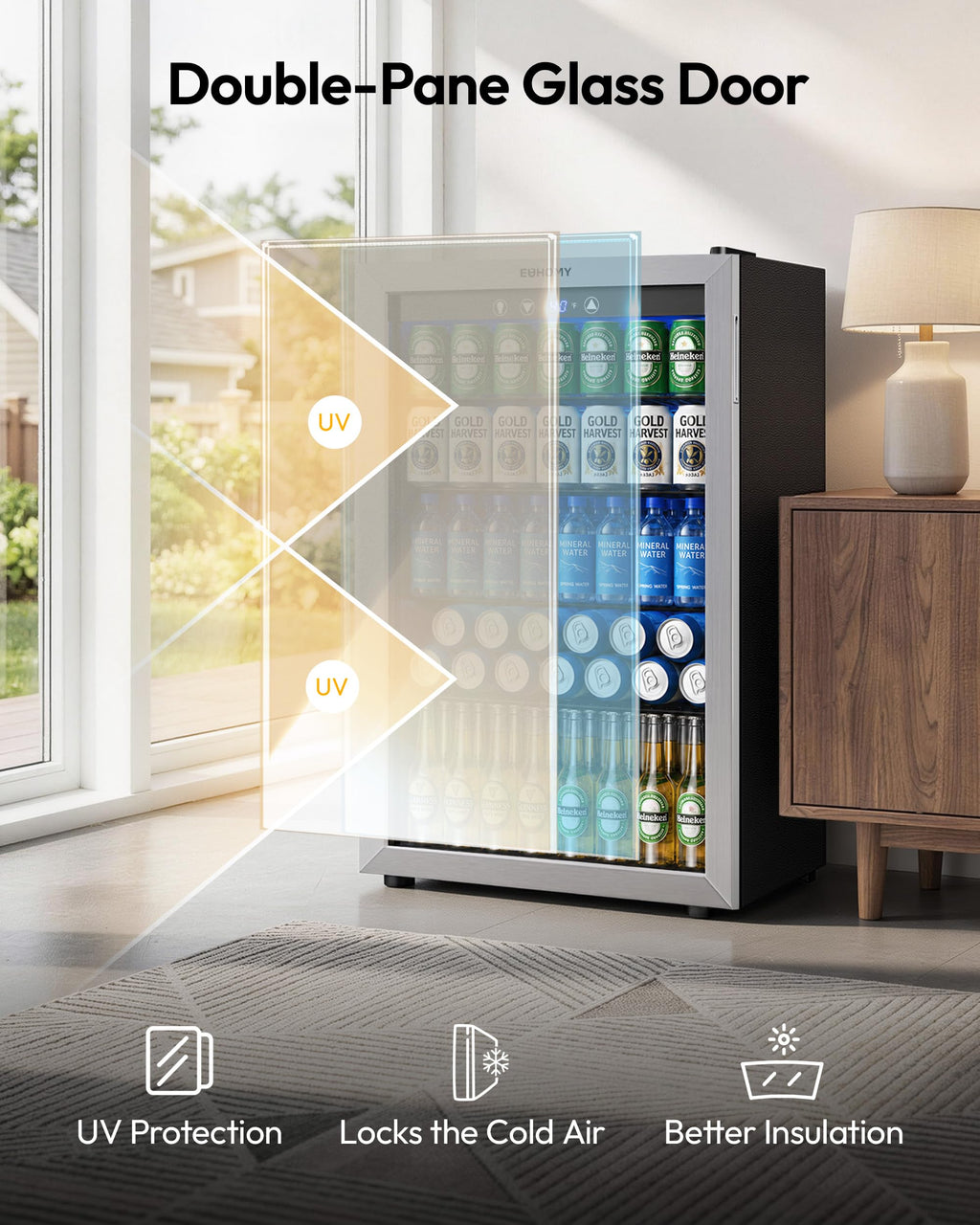 145 Can 4.5 Cu.ft Mini Fridge with Glass Door Y176369