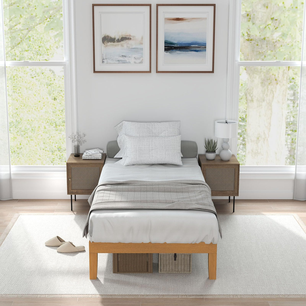 Twin Size 12 Inch Wood Platform Bed Frame T760