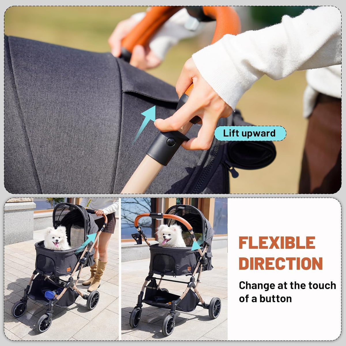 4-Wheel Pet Stroller with Reversible Handle L2696
