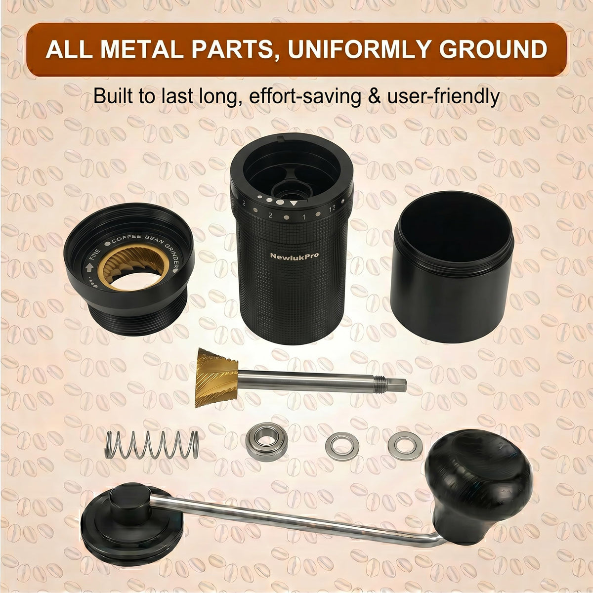 Manual Coffee Grinder, Titanium Conical Burr, 35g Capacity O4956