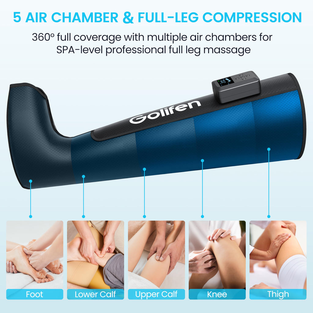 Cordless Leg Compression Massager with 5 Air Chambers Q83070