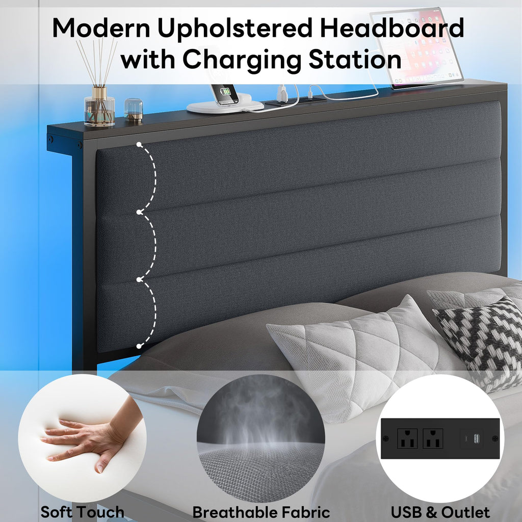 Full Size Bed Frame with 2 Storage Drawers T354146