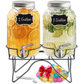 2 Gallon Glass Drink Dispensers with Stand, 2 Pack B9867