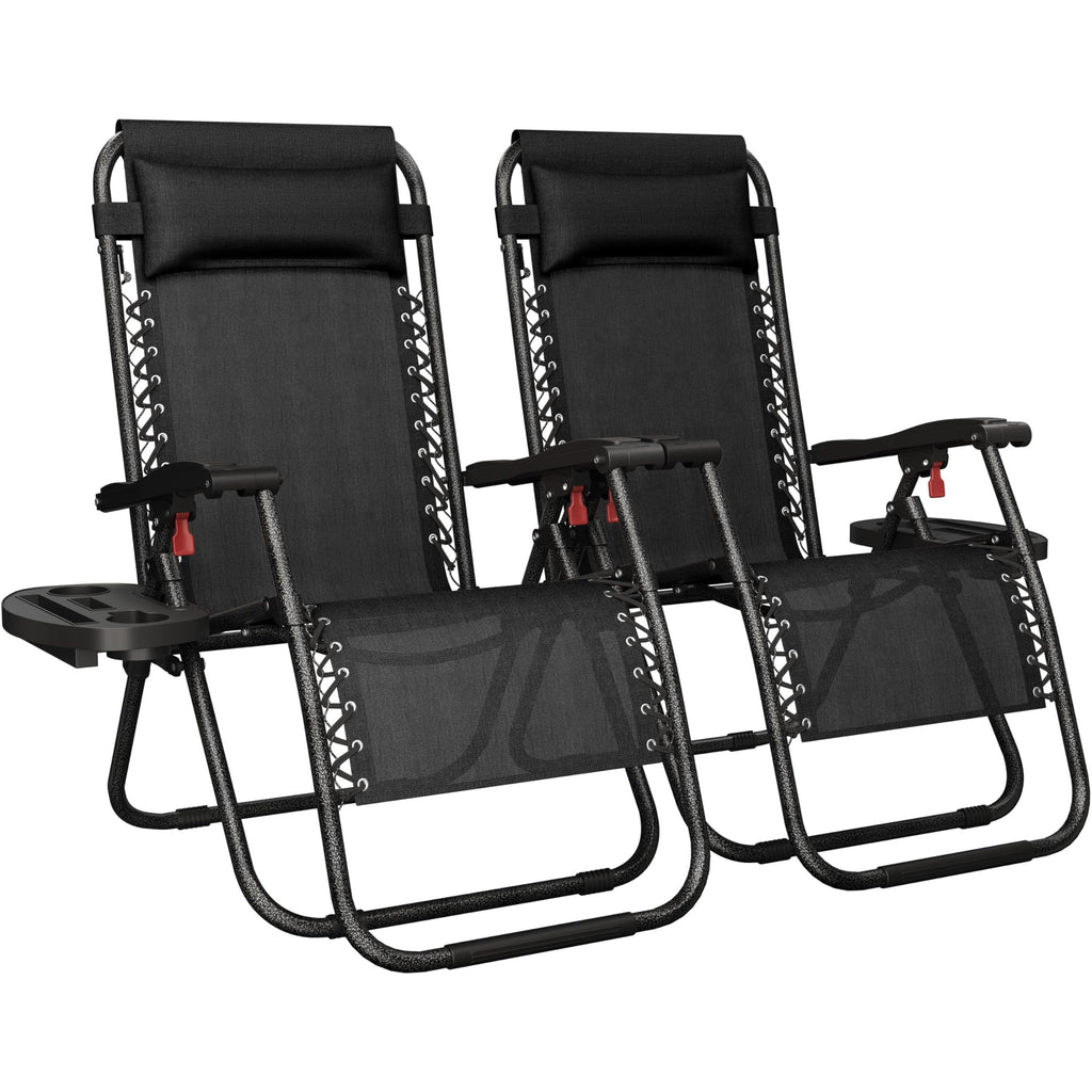 26" Zero Gravity Recliners Set of 2 Dark Black O1556