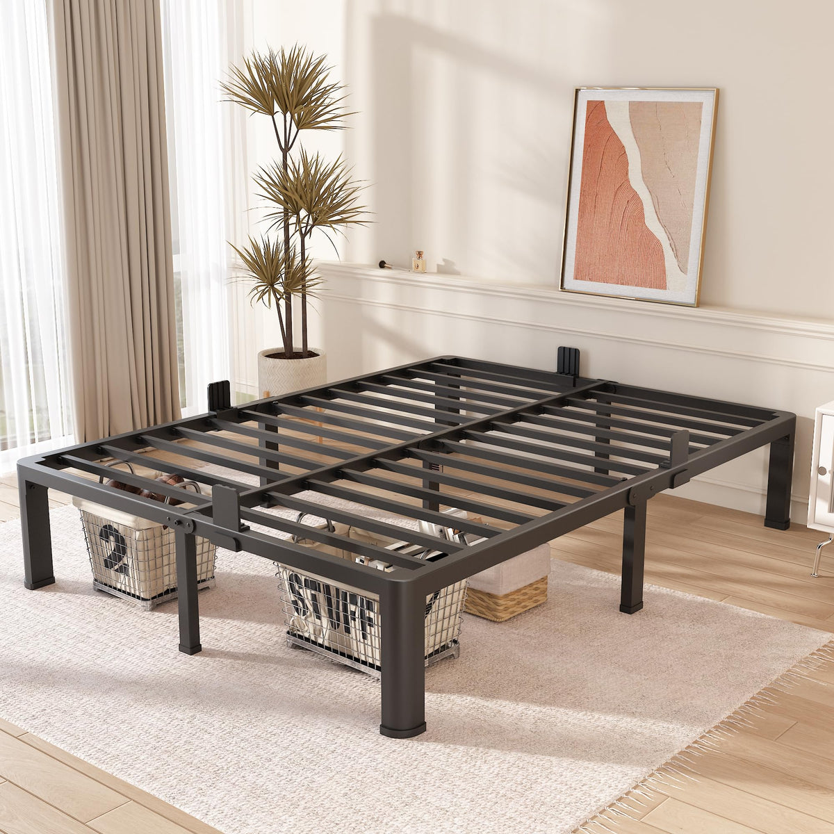 Queen Size 14 Inch Metal Platform Bed Frame F563582