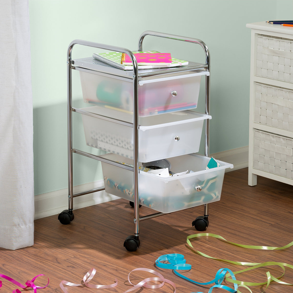 3 Drawer Plastic Storage Cart on Wheels U2540