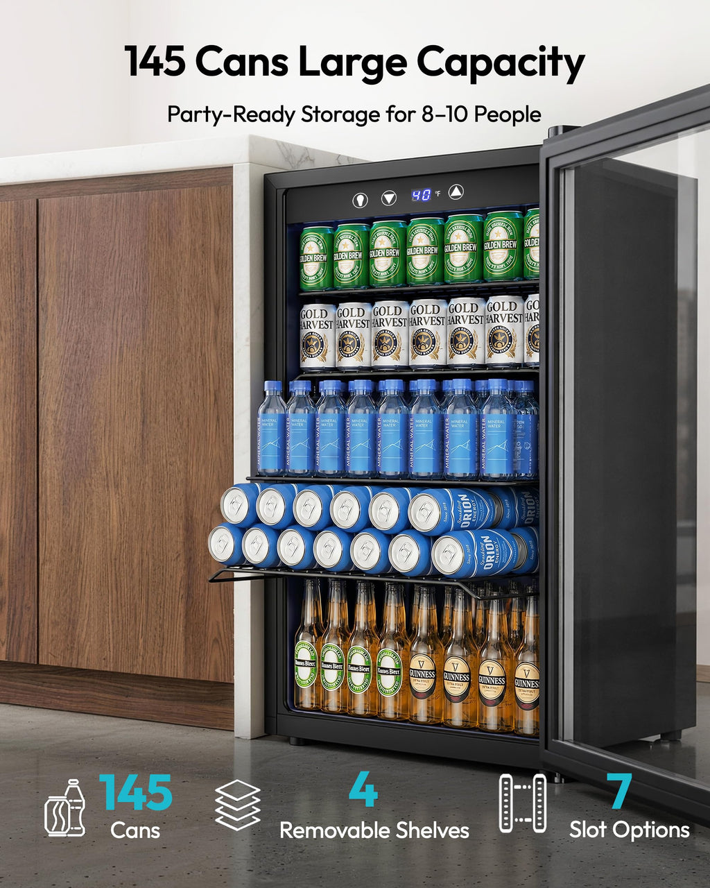 145 Can 4.5 Cu.ft Mini Fridge with Glass Door Y176369