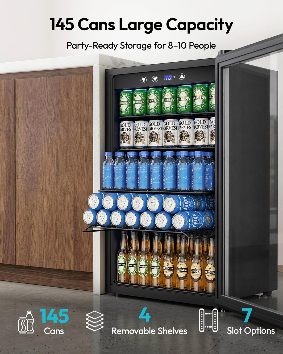 145 Can 4.5 Cu.ft Mini Fridge with Glass Door Y176369