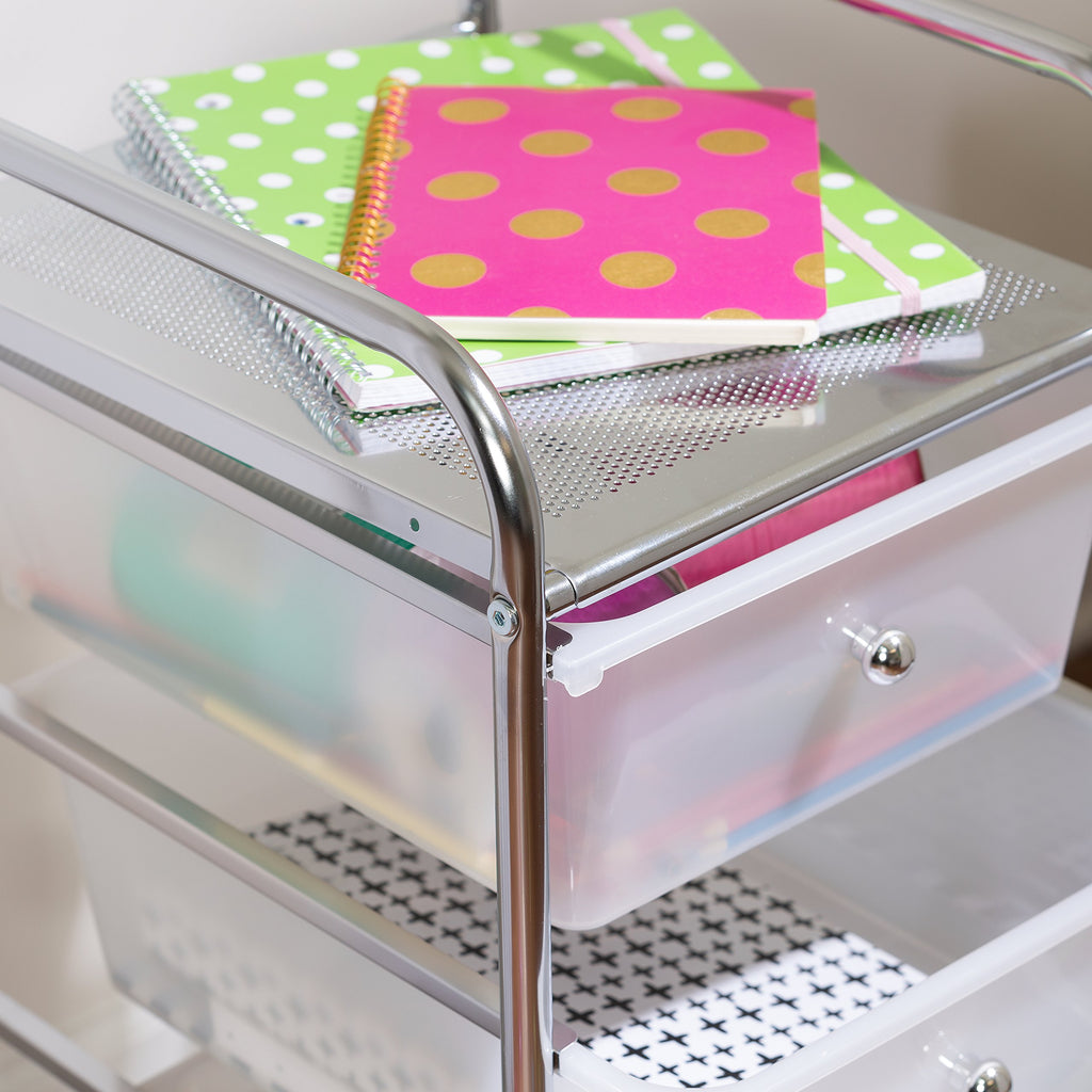 3 Drawer Plastic Storage Cart on Wheels U2540
