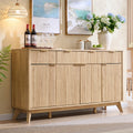 60" Natural Oak Storage Sideboard Cabinet with Drawers O40737